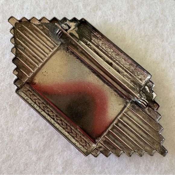 Vintage Mid Century Modern Silver and Enamel Brooch Pin - Picture 4 of 7